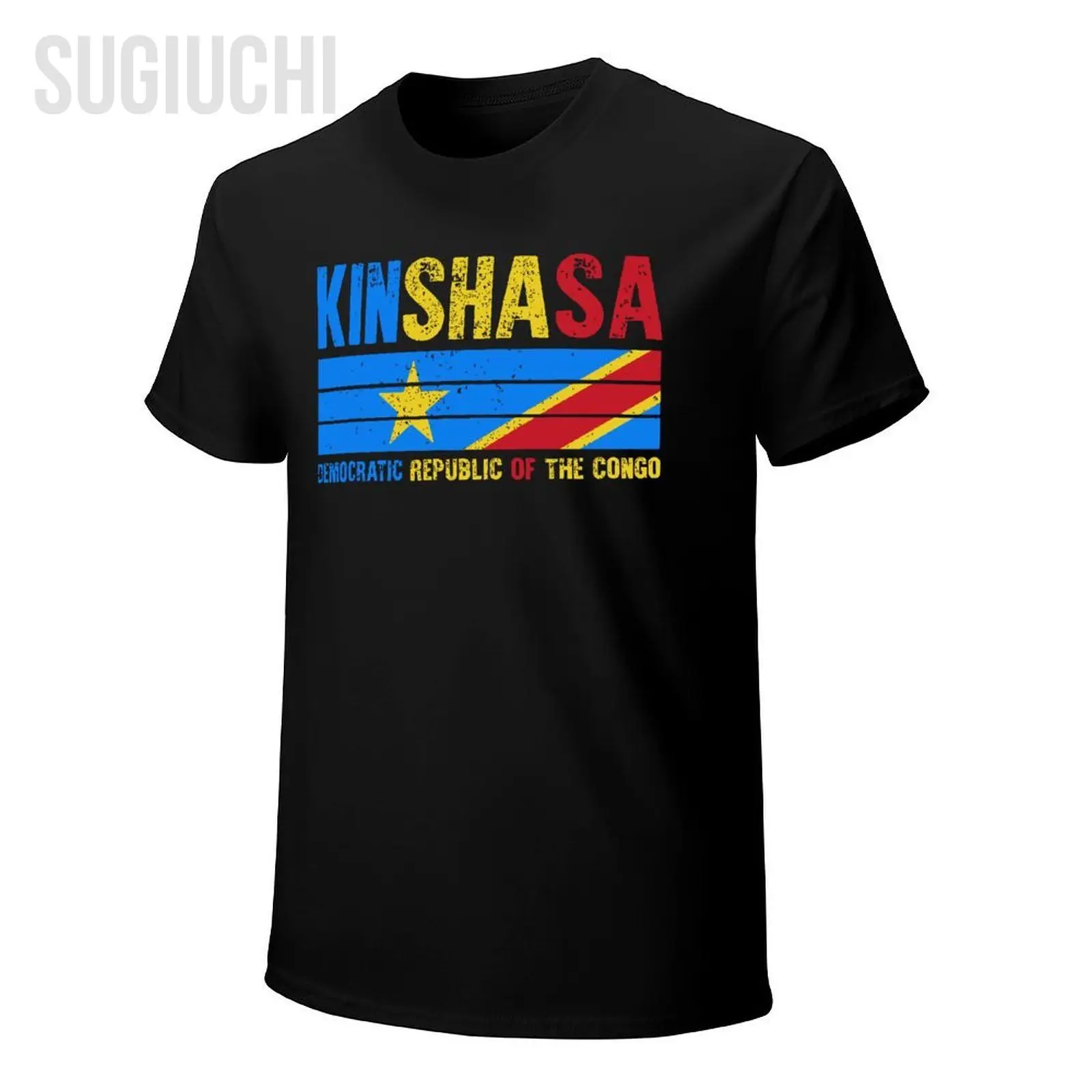 Men T-Shirt Kinshasa Democratic Republic Of The Congo Flag Tshirt Tees O-neck T Shirts Women Boys 100% Cotton Unisex