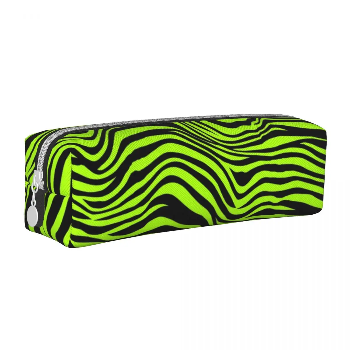 Green Zebra Print Pencil Case Animal Pattern Pencilcases Pen Holder for Girls Boys Large Bag School Supplies Gifts Accessories