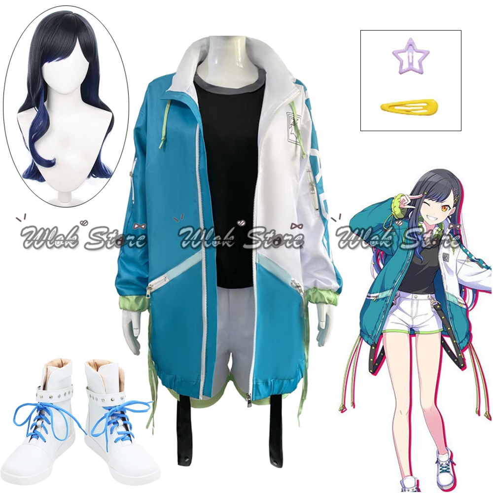 

Игровой проект Sekai, красочный сценический косплей, ширайши, костюм, парик, шпильки для волос, женский, Хэллоуин, искусственный карнавал, ролевые игры, обувь