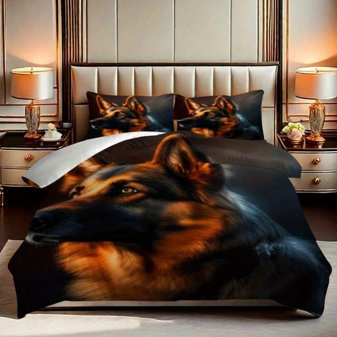 3pcs Majestic German Shepherd Dog 3D Printed Bedding Set Cozy Duvet Cover King Queen Twin Size Birthday Gift Bedroom Decoration