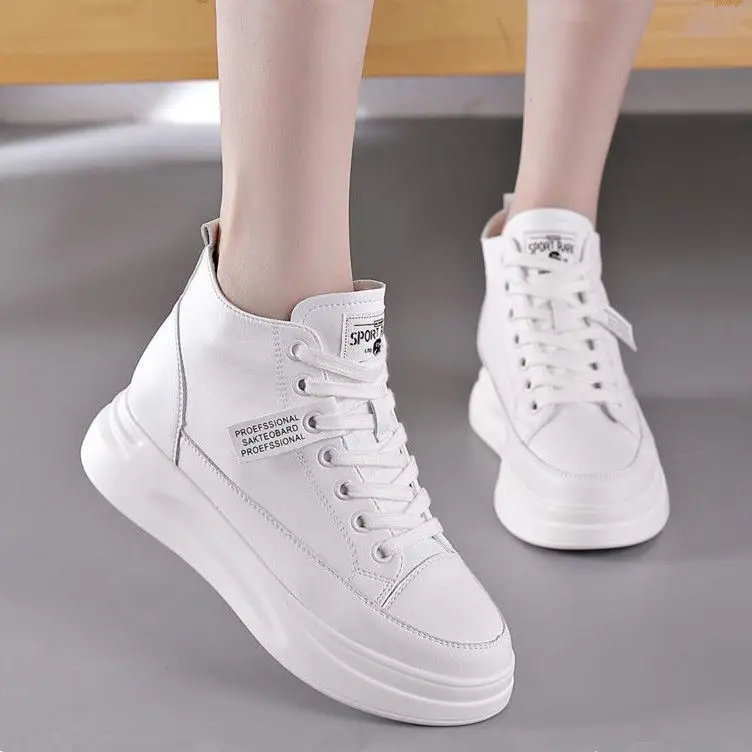 Spring Fall High-top Comfortable Casual Shoes Boots Women\'s Shoes All-match White Ankle Boots High-Top Shoes