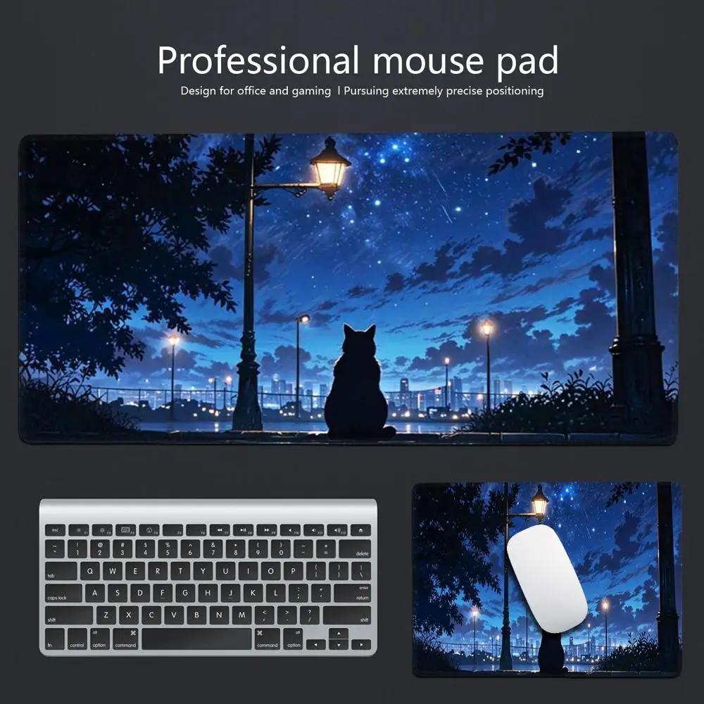Cat Starry Sky Mouse Pad Desk Mouse Pad Cute HD Desk Pad Extended Gaming Keyboard Mats Large 100x50cm XXL Gamer Mousepad
