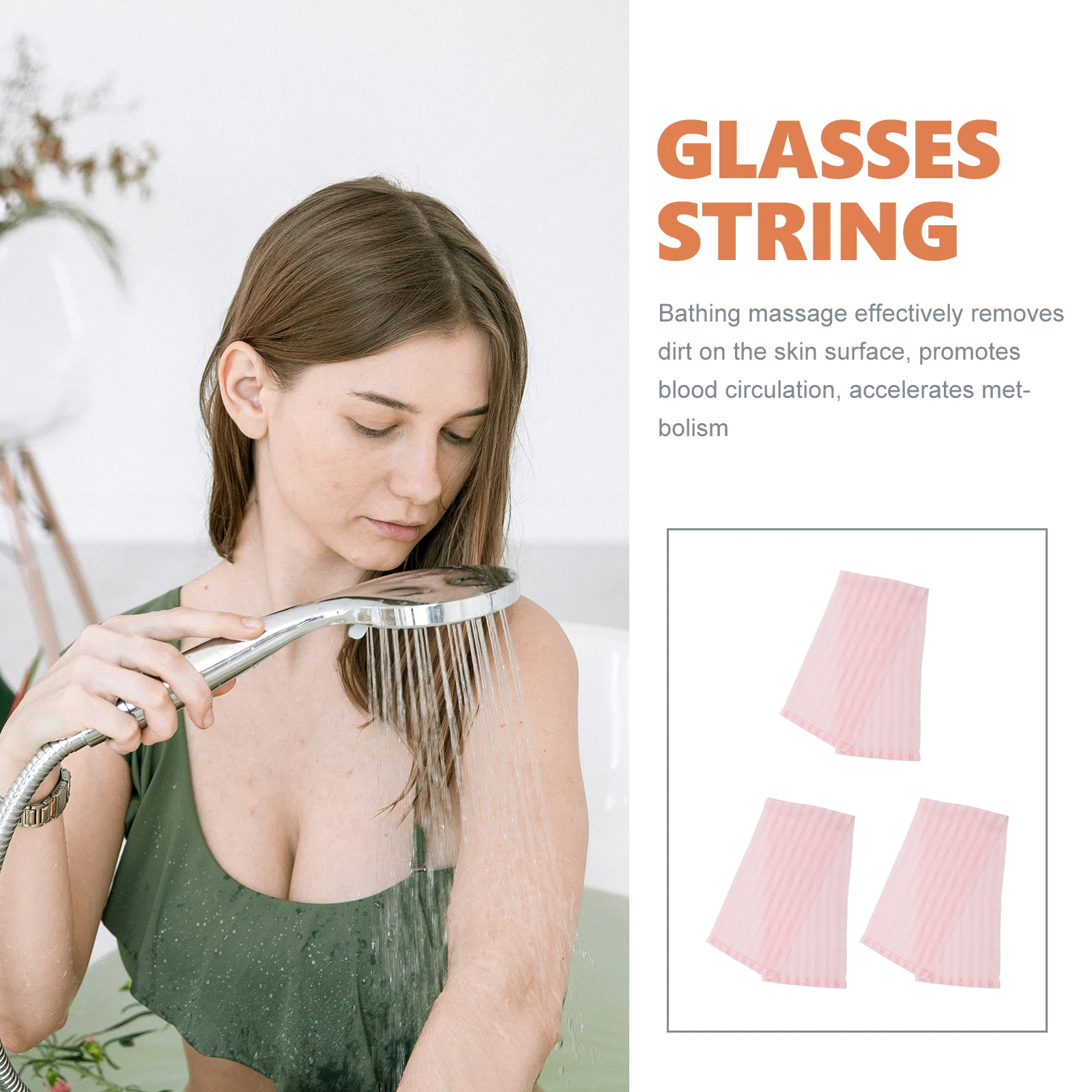 

3pcs Bath Scrubber Exfoliating Towel For Scrubbing Deep Cleaning Long Strip Shower Tool Double Side Bathing Mesh