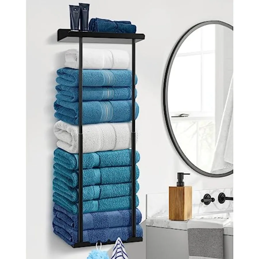 Bathroom Towel Storage Black Towel Holder Bathroom Decor Aesthetic Towel Racks for Bathroom Bath Towel Storage for Rolled Tow