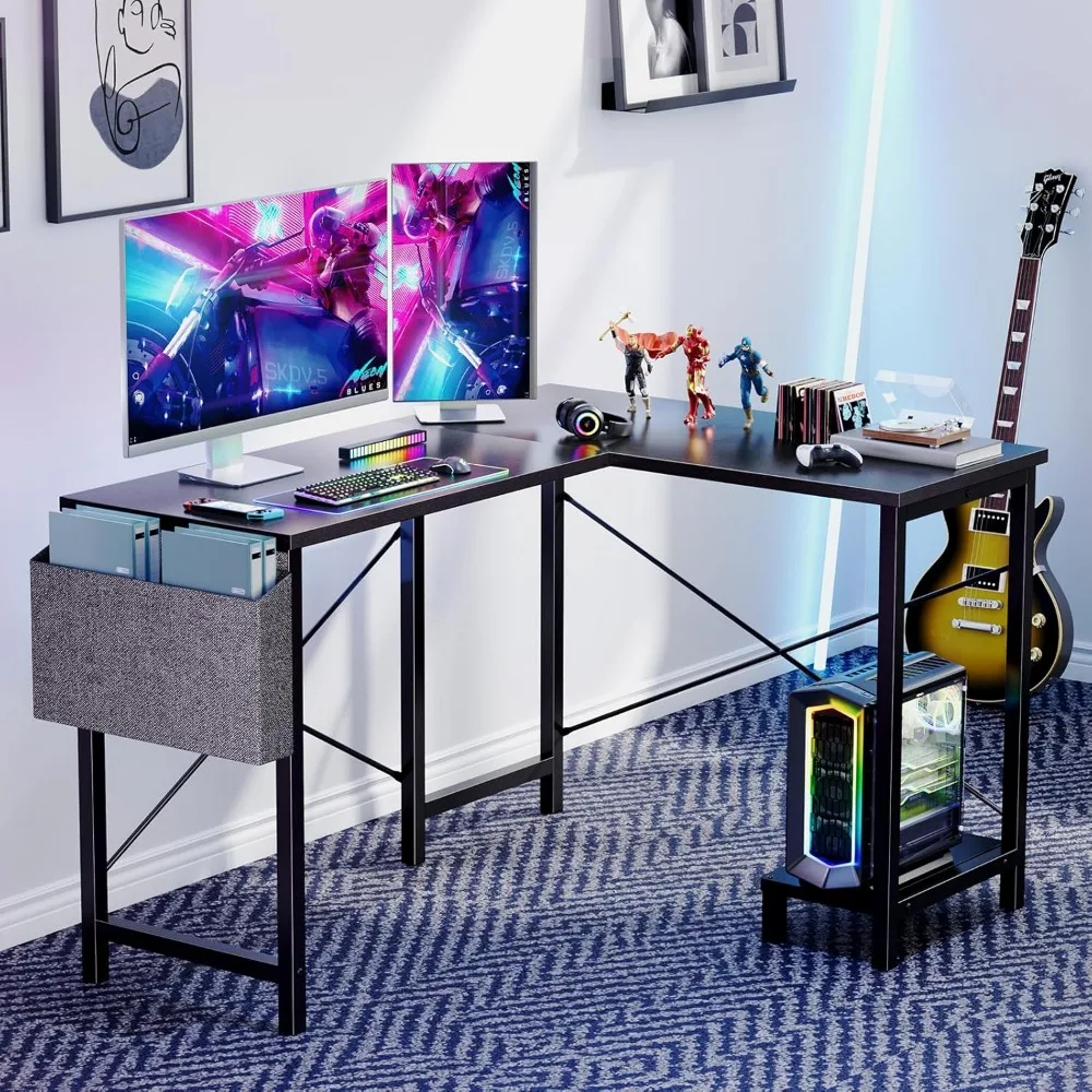 L Shaped Desk - Computer Desk Corner Desks Gaming Desk PC Table with CPU Stand Side Bag for Home Office Dorm Sturdy Writing Wor image 4