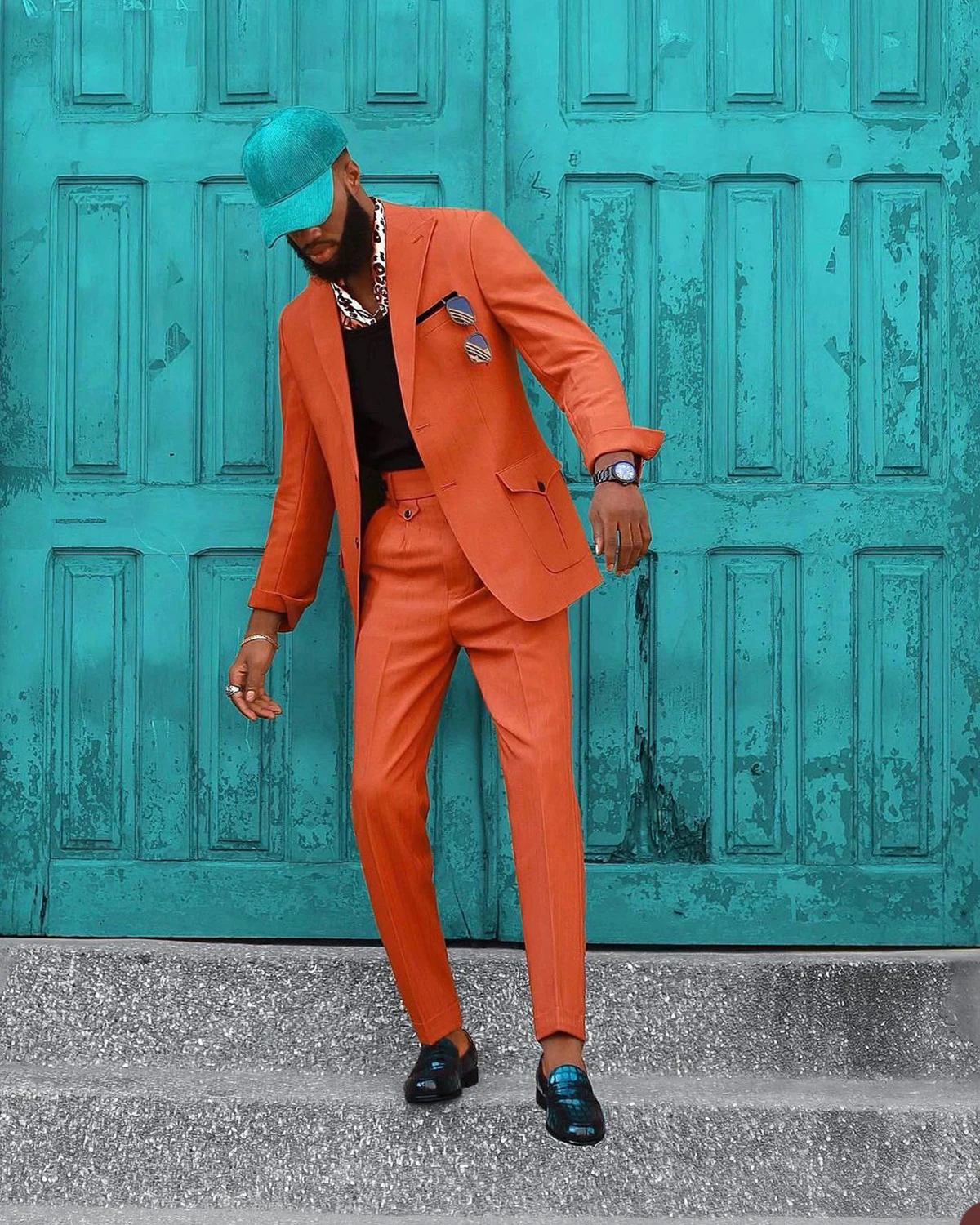 Bright Orange Men Suits 2 Pieces Plus Size Custom Made Handsome Wedding Tuxedos For Best Man Formal Wear