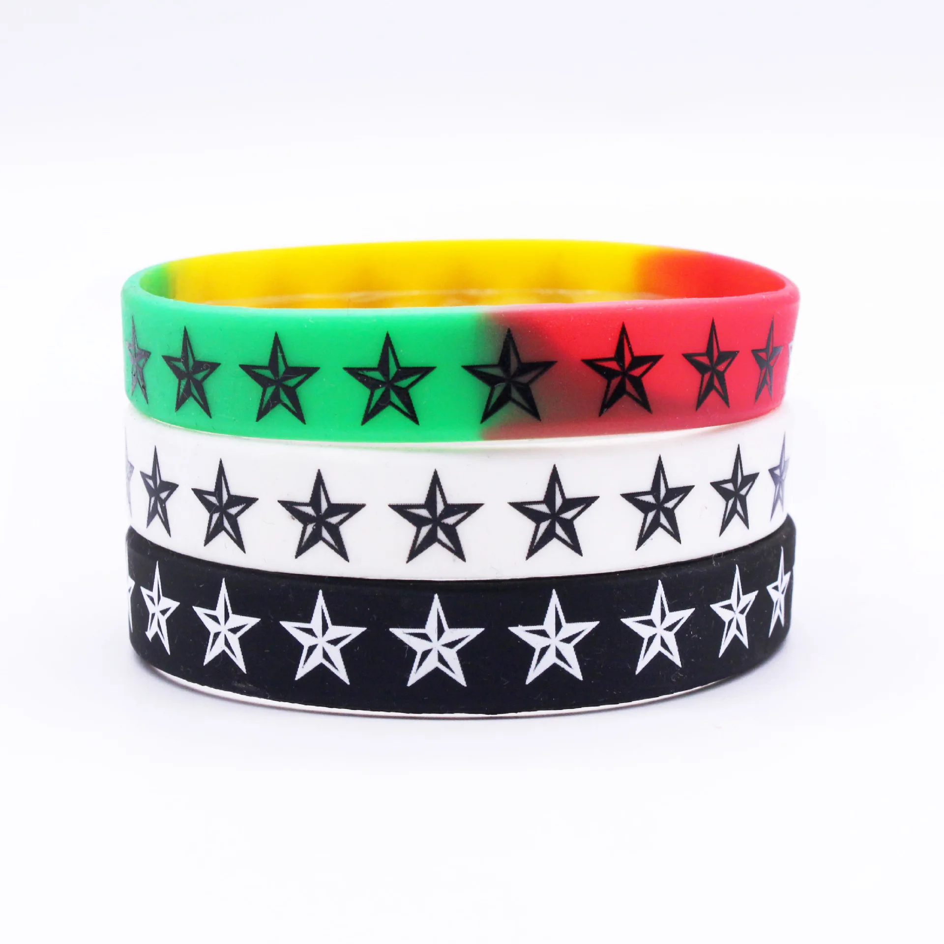 

1PC New Three-dimensional Pentagram Stars Silicone Wristband Rubber Elastic Bracelet& Bangles Gifts Jewelry SH124