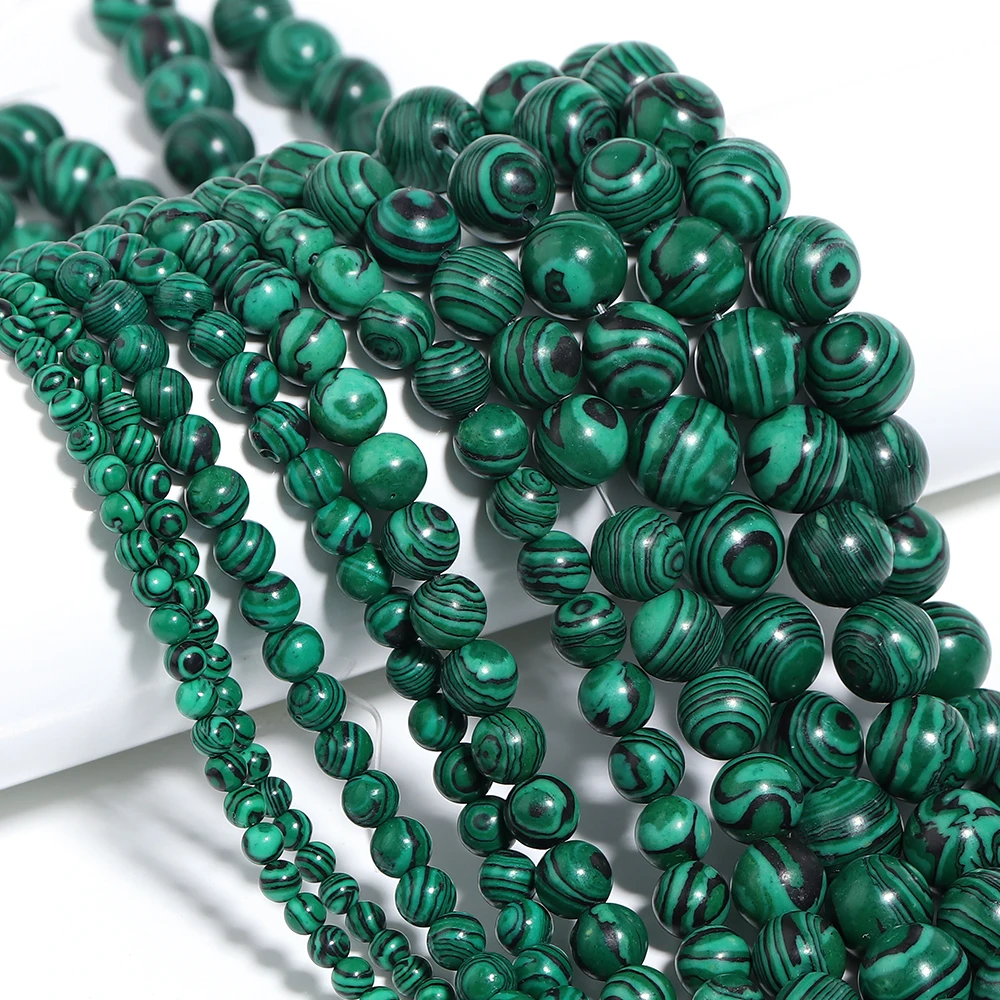 1 Strand Natural Green Malachite Stone Beads 4/6/8/10/12mm Loose Spacer Bead for Jewelry Making Bracelet Necklace Accessories