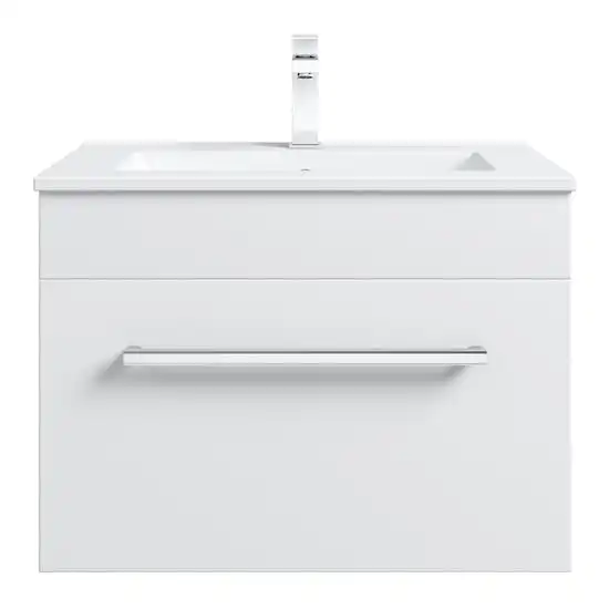 Modern Beige Arredo Bagno Wooden 24 Inch Bathroom Cabinet Vanity with Sink Washbasin for Small Bathroom