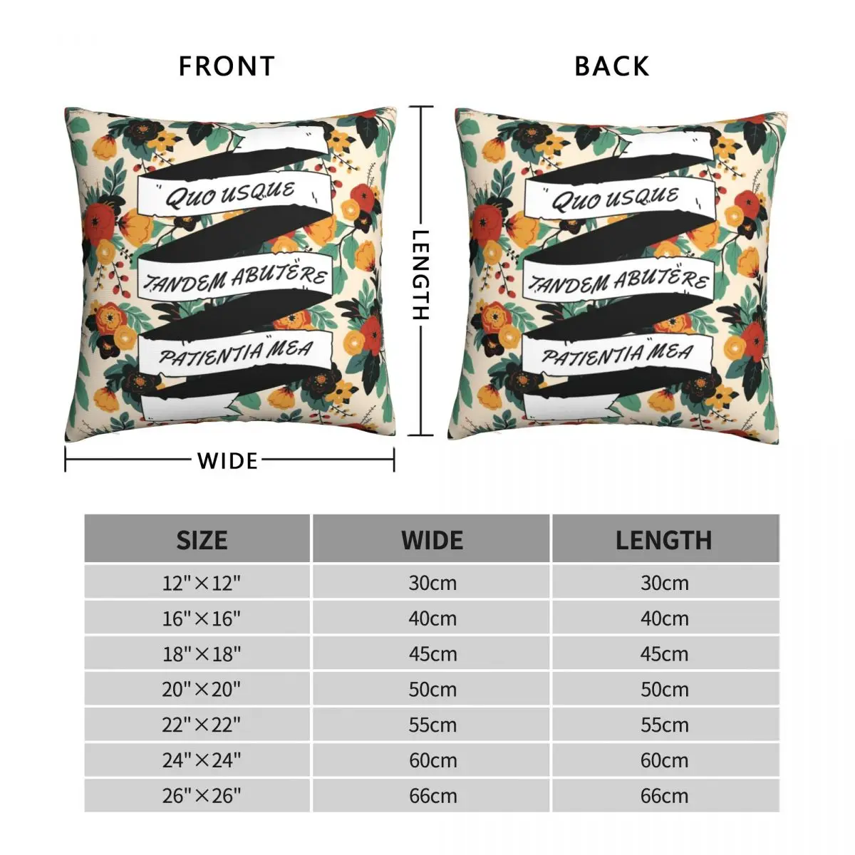 Cicero Orations Floral Square Pillowcase Polyester Linen Velvet Printed Zip Decor Home Cushion Cover 18