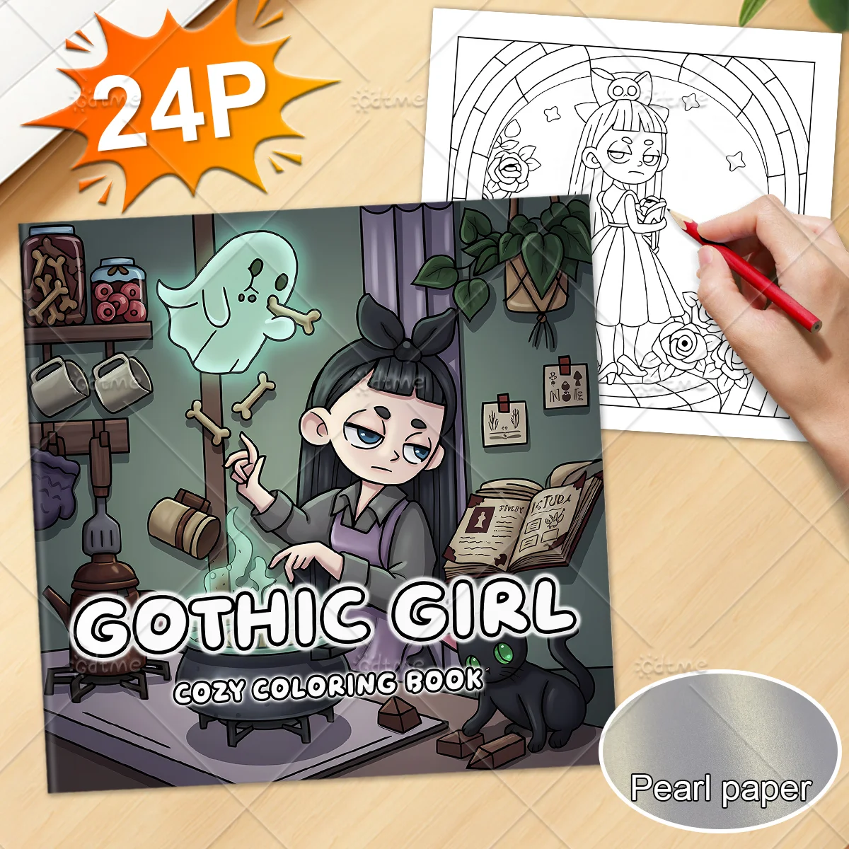 GOTHIC GIRL Malbuch für Erwachsene mit einfachen Cartoon-Mustern zur Entspannung, DIY-Mal- und Zeichenbücher für Teenager – Detail 1