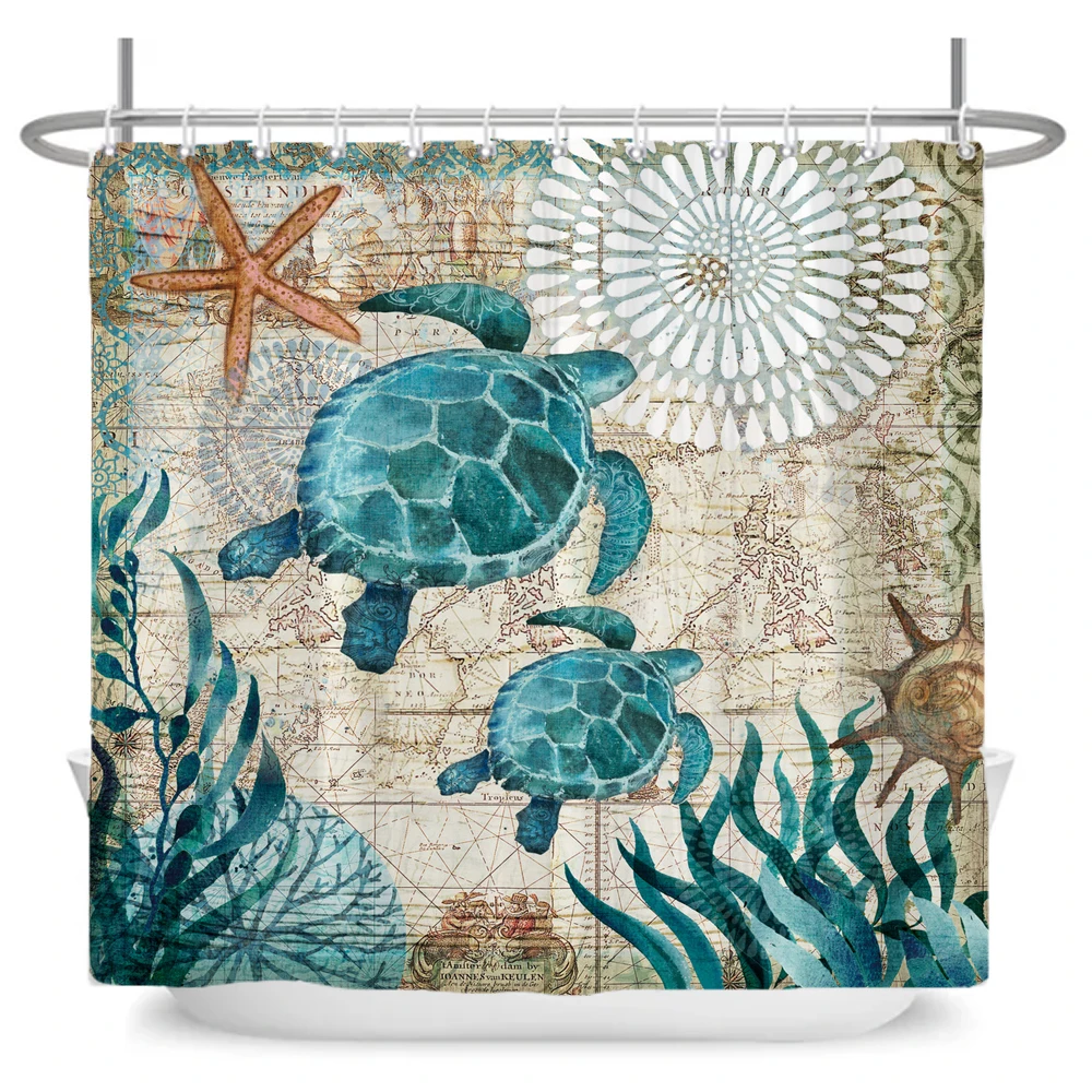 Ocean Turtle Octopus Dolphin Shower Curtains Bathroom Curtain Frabic Waterproof Polyester Bath Curtains for Bathroom 180x180cm