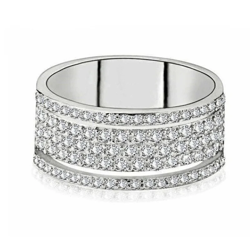 Luxury Metal Craftsman Set White Zircon Ring for Ladies Travel Reception