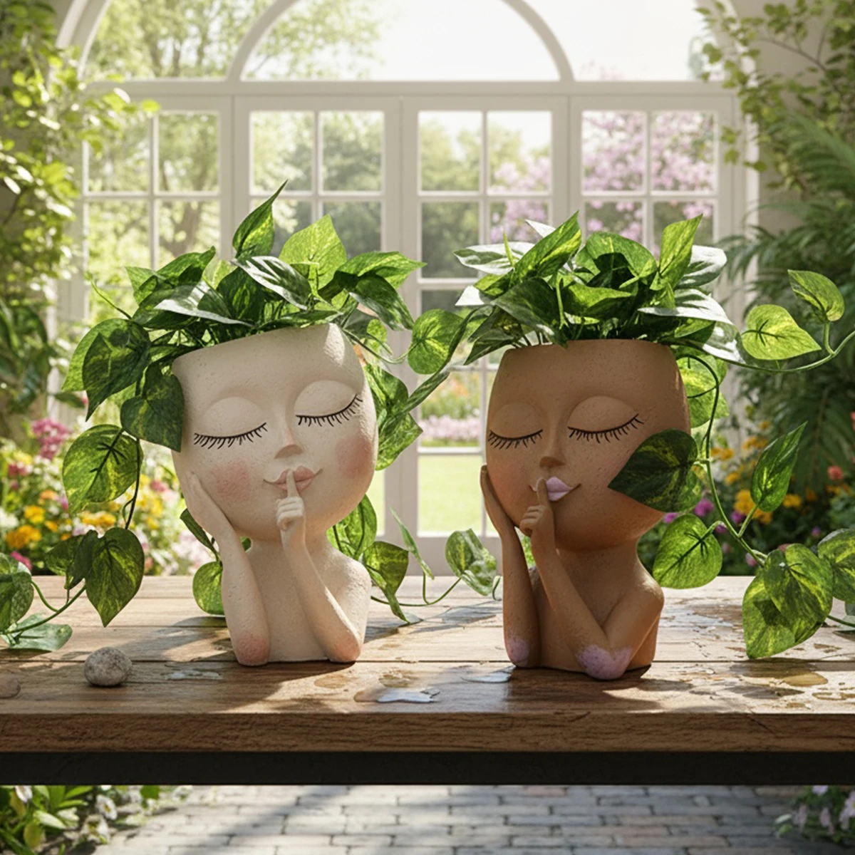 1PC, Flowerpots Decorated with Closed Eyes Dolls, Garden Doll Flowerpots, and Flowerpots Decorated with Resin Material