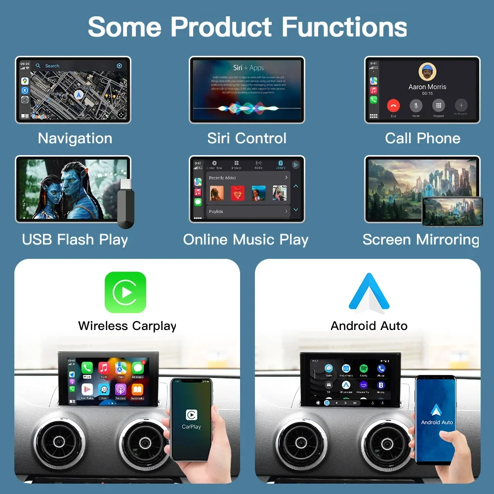 Wireless CarPlay Android Auto Interface for Audi A3 A4 A5 Q2 Q7 Q5L 8P carplay AirPlay Mirror Link multi-media rear camera