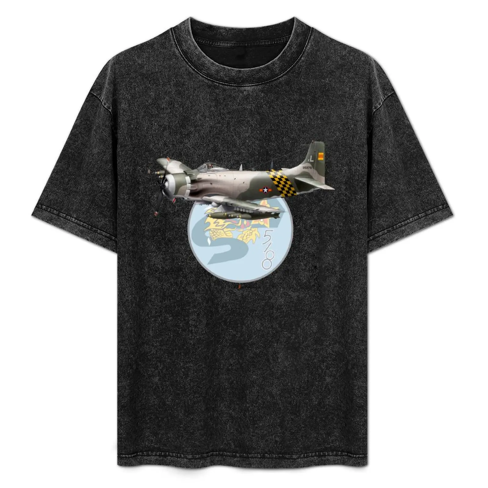 VNAF A-1 Skyraider 518th FS (SEA Camo) with Patch Background T-Shirt vintage tees t shirts for men