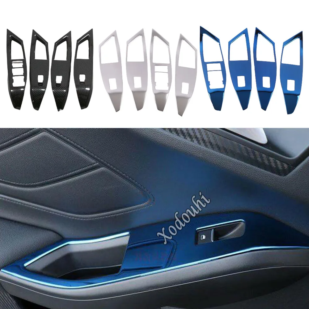 

Car Styling Door Window Glass Panel Armrest Lift Switch Button Trim Frame 4pcs For Ford Focus 2018 2019 2020 2021