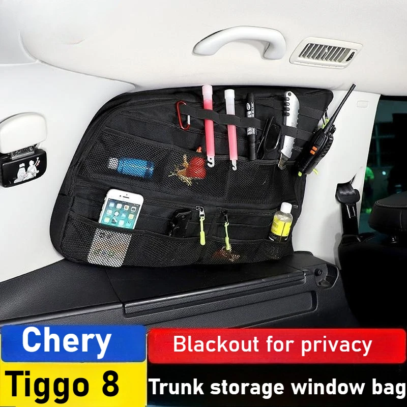 

For Chery Tiggo 8 car trunk side window organizer bag car expansion suction cup multi pocket tool storage bag accessories
