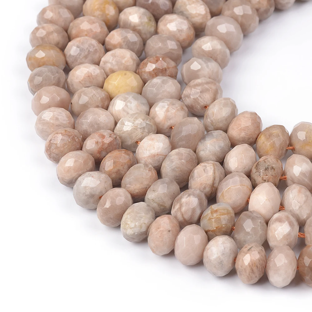 Natural Sunstone Faceted Stone Loose r Beads for Jewelry Making DIY  Faceted Rondelle Handmade Bracelet Accessories