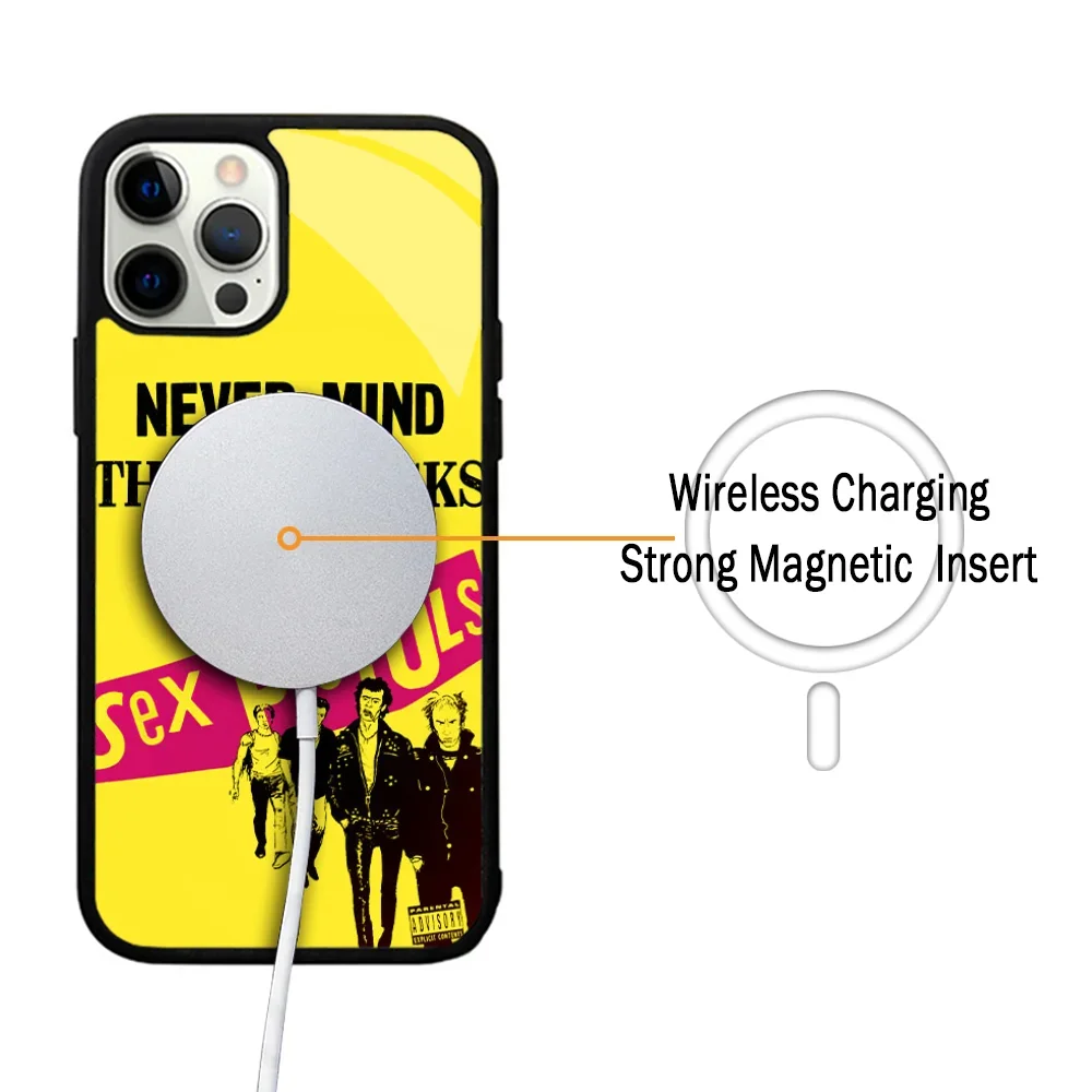 Punk Rock Sex Pistols Phone Case For IPhone 11 12 13 14 15 Plus Pro Max Mirror Acrylic Cover For Magsafe Wireless Charging