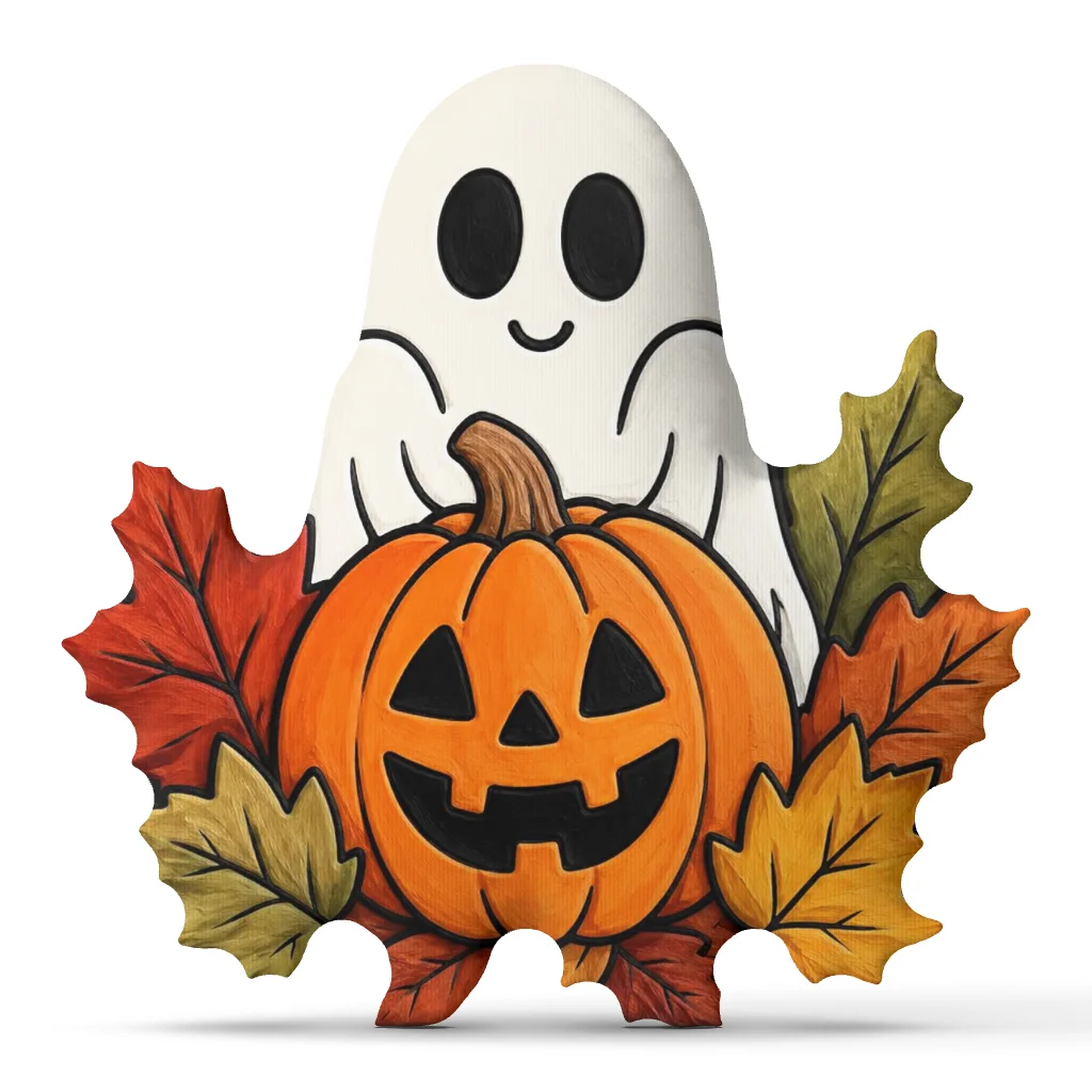 Halloween Ghost Pumpkin Shaped Pillow Cute Fall Throw Cushion Stuffed Decorative Sofa Accent for Autumn Home Decor Gifts