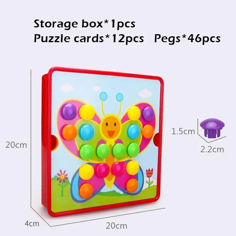 3D Mushroom Nail Puzzle Cartoon Animal Puzzles Game Jigsaw Toy Montessori Baby Toys Kids Early Educational Toys Children Gifts