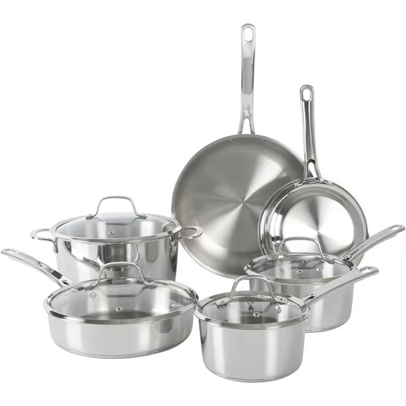 

10-Piece 304 Stainless Steel Cookware Set, Custom Design for Induction & Gas Stoves