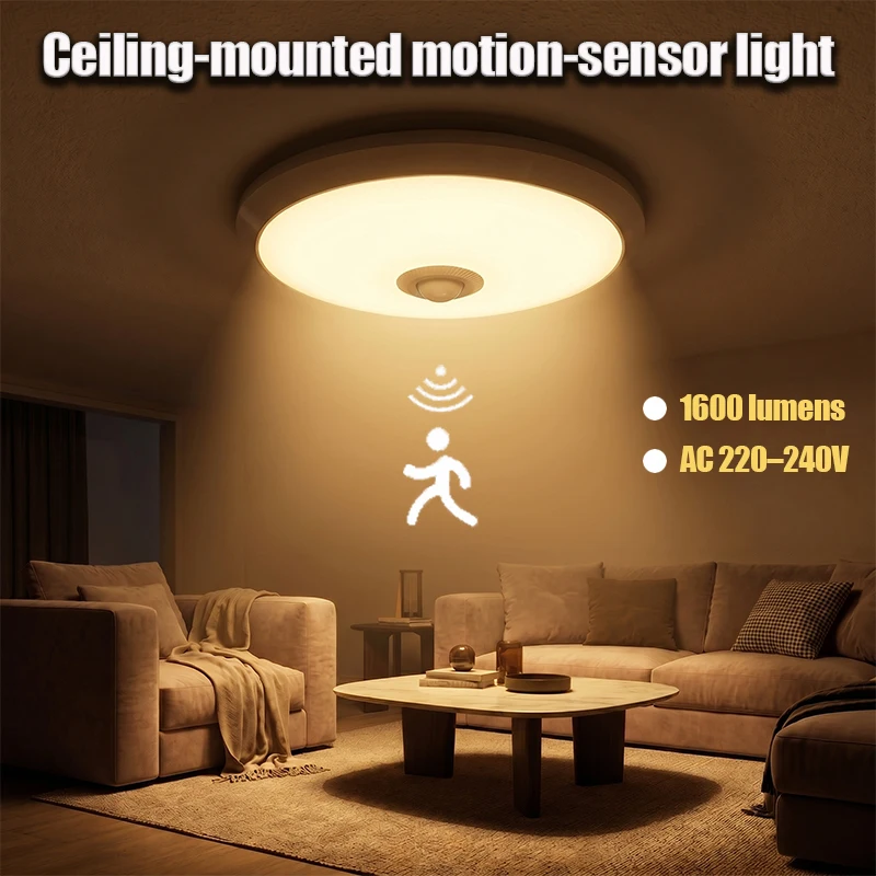 

1-2PC 1600LM 220-240V Motion Sensor Ceiling Light 3 Colors Dimmable Closet Light for Closet Entrances Stairways Hallway Bathroom