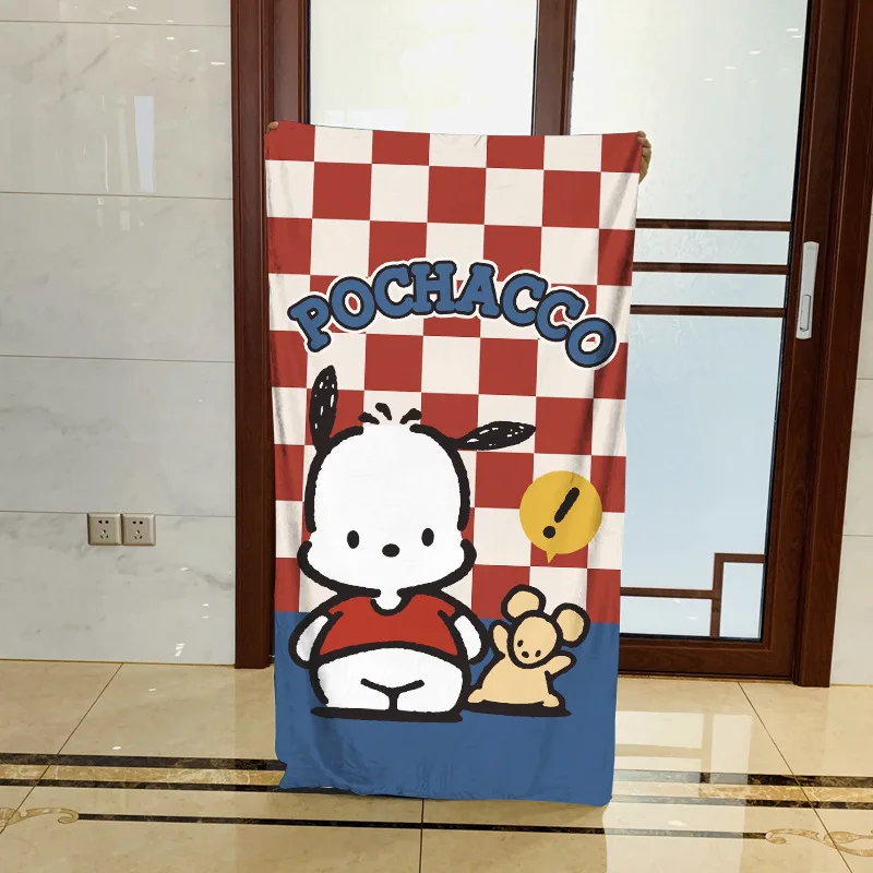 

70x140cm Sanrios Pochacco Cinnamoroll Kuromi kawaii Anime Cartoon Cotton Towels Super Absorbent Soft Comfortable Bath Towel