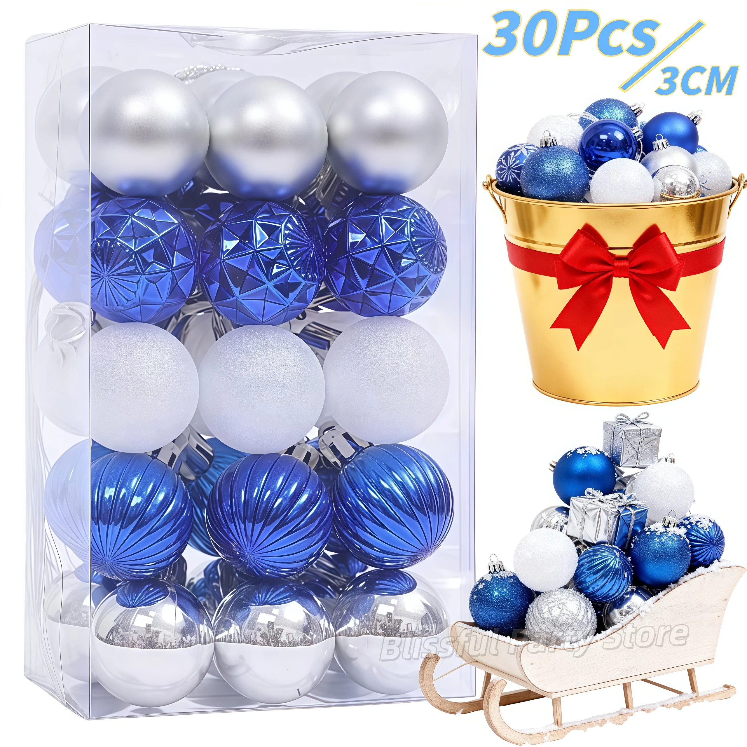30 Stücke 3 CM Weihnachtskugeln Dekoration Weihnachtsbaum Hängende Ornamente für Party Decor Neujahr Navidad Geschenk 2026 Zubehör