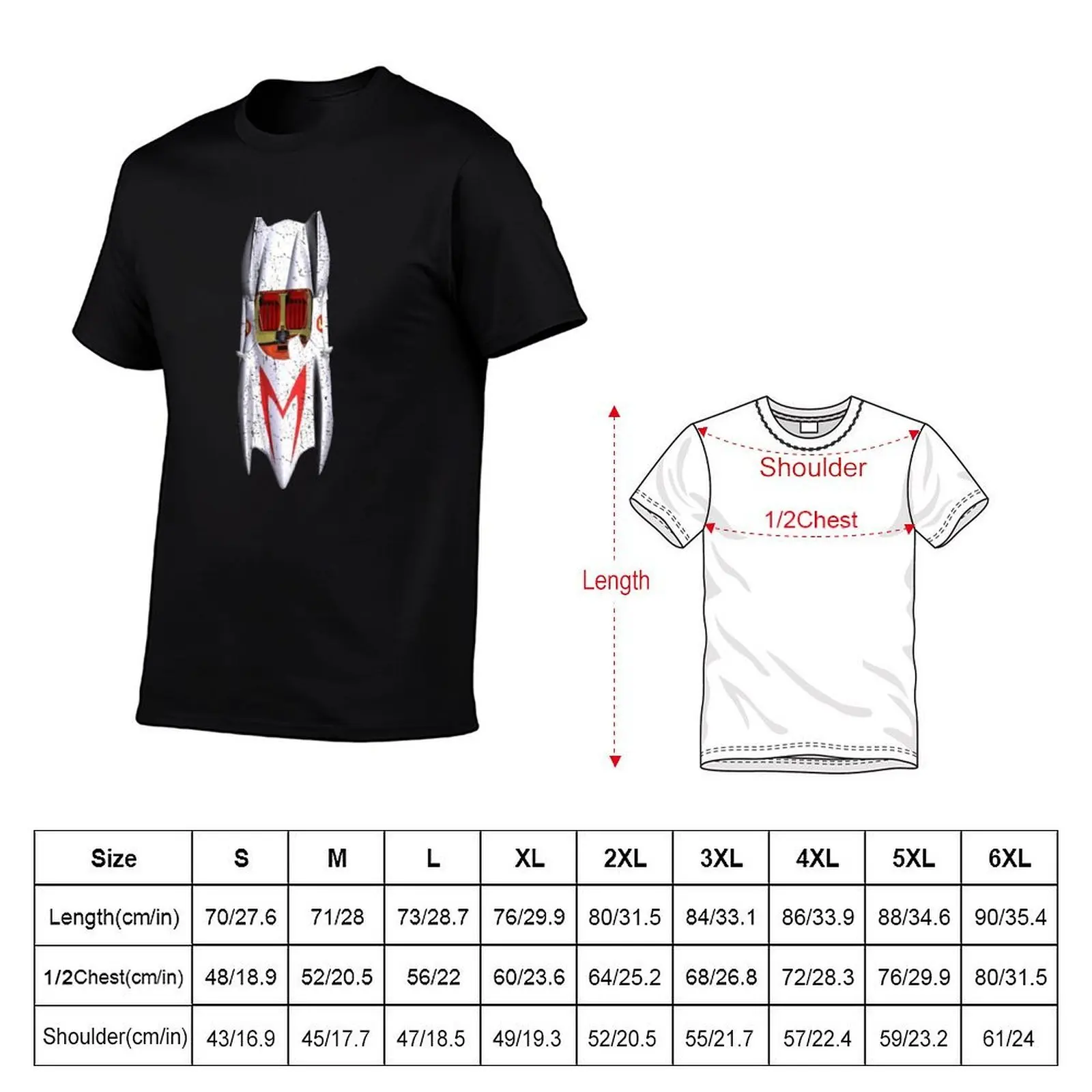 Speed Racer - Mach 5 - Car Top - Vintage Retro Distressed T-Shirt t shirt man cotton graphic t shirts for man T-Shirt view 5