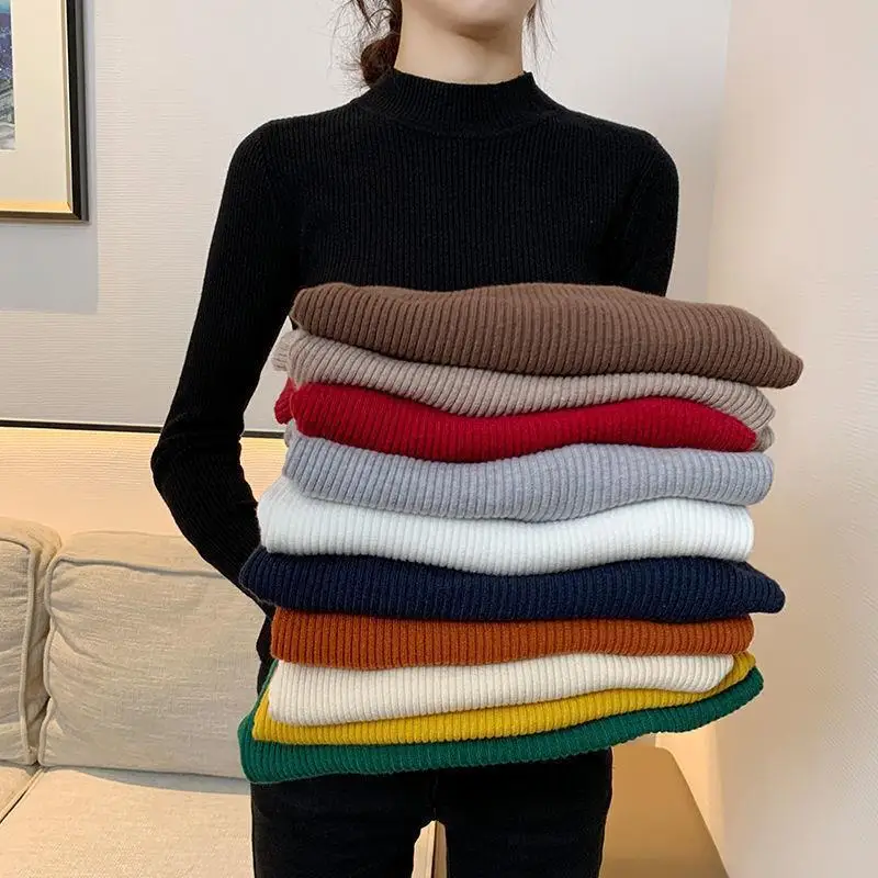 

Dalan Winter New Half Turtleneck Pullover Sweater for Women Plus Size Knit Autumn Base Shirt