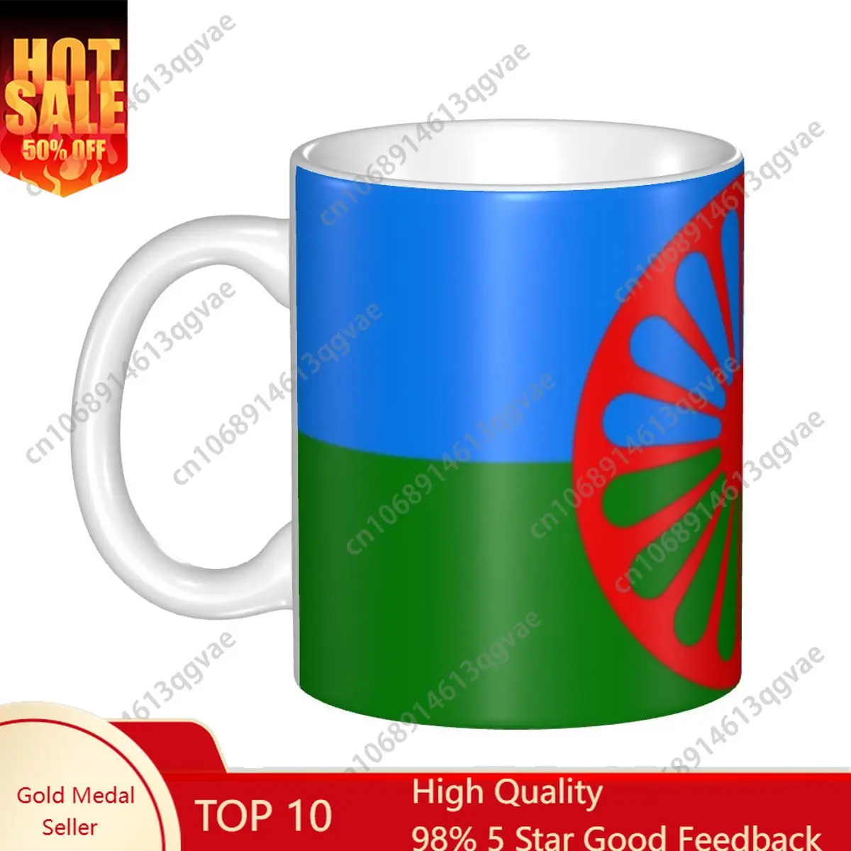 

Romany Coffee Mug DIY Personalized Gypsy Flag Ceramic Mug Creative Gift Men Women Outdoor Work Camping Cups And Mugs