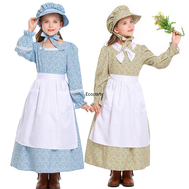 Disfraz de Halloween para niñas, vestido de sirvienta, disfraz de La pequeña casa en la pradera, disfraz de niña pionera colonial, trajes para fiesta de carnaval