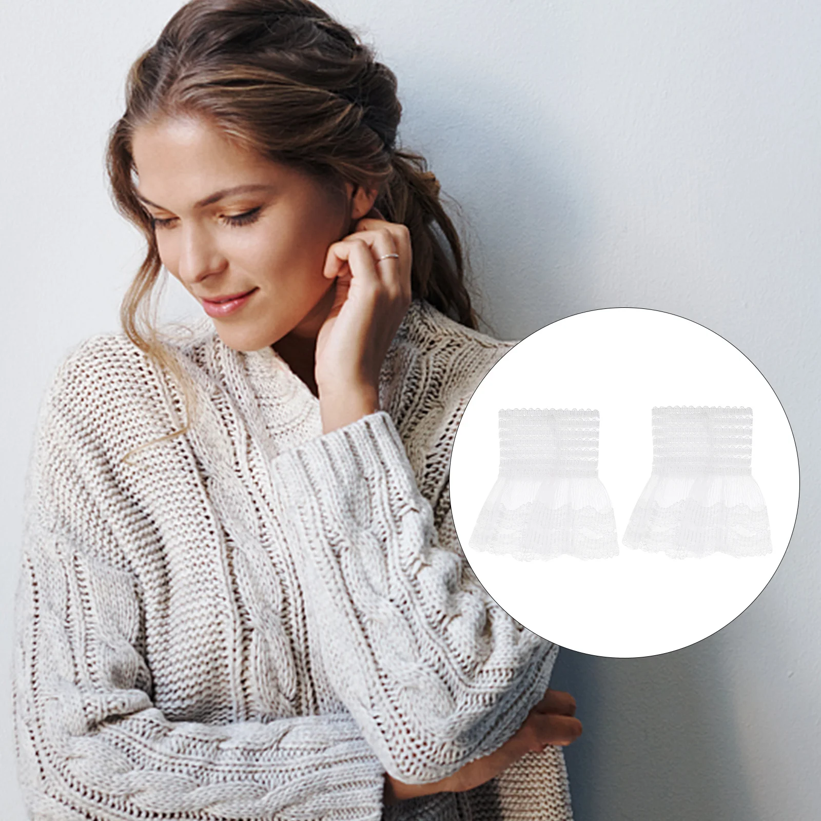 Lace Wrist Detachable Sleeve Cuffs Exquisite Victorian Costume Gothic Wedding Dress Layered Lace Elegant Fake Wrist Cuffs