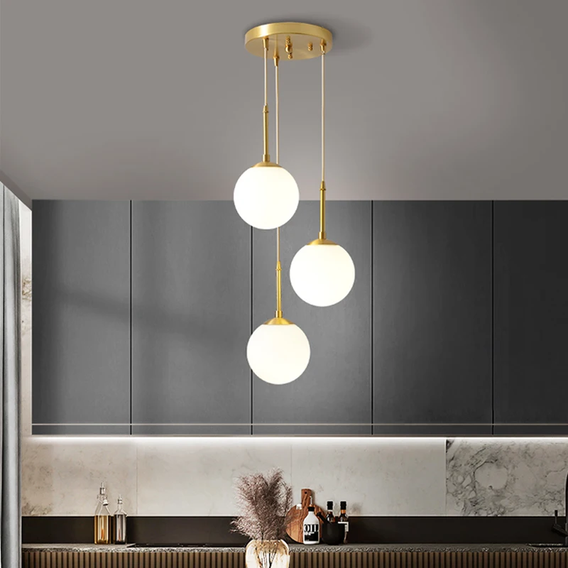 LED Glass Ball Pendant Lamp Nordic Chandelier Lights Home Indoor Dining Room Restaurant Bar Table Decor Hanging Suspension Lamp