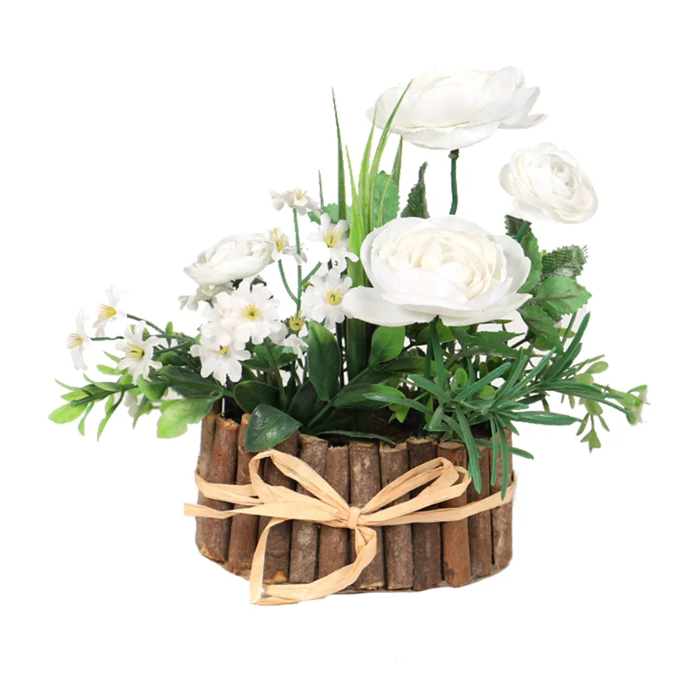 

1pc Oval Tea Rose Ornament Simulated Bonsai Decor Artificial Flower Realistic Decorative Floral Household Plants Easy Clean Long