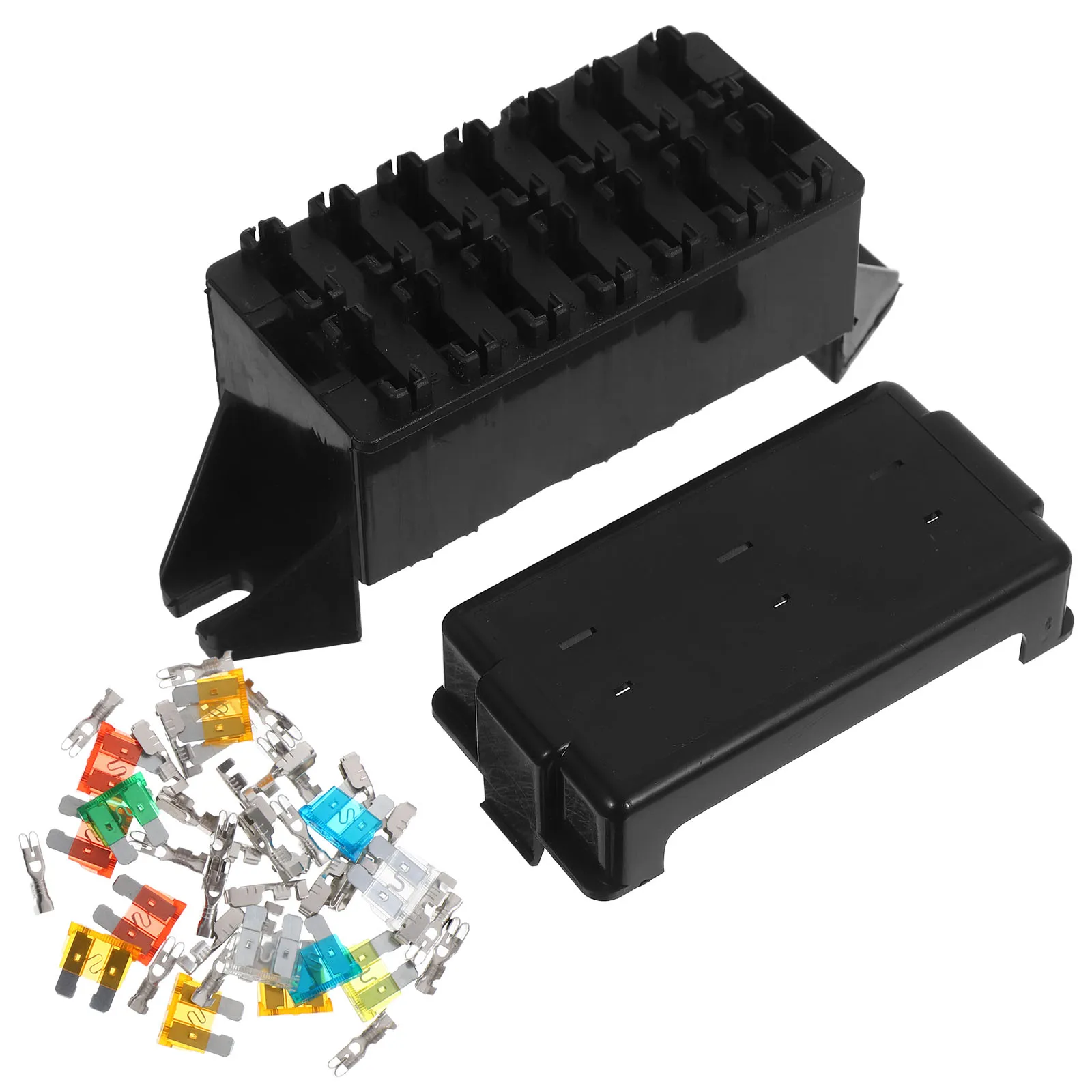 

1pc Car Box Refitting Base Double Row Flame Retardant Fuse Holder For Trucks Boats Rvs Auto Accessories Car Fuse Block