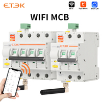 ETEK TUYA Smart MCB No Metering  2P 4P Circuit Breaker C Curve 16-63A WiFi Remote Control EKR3