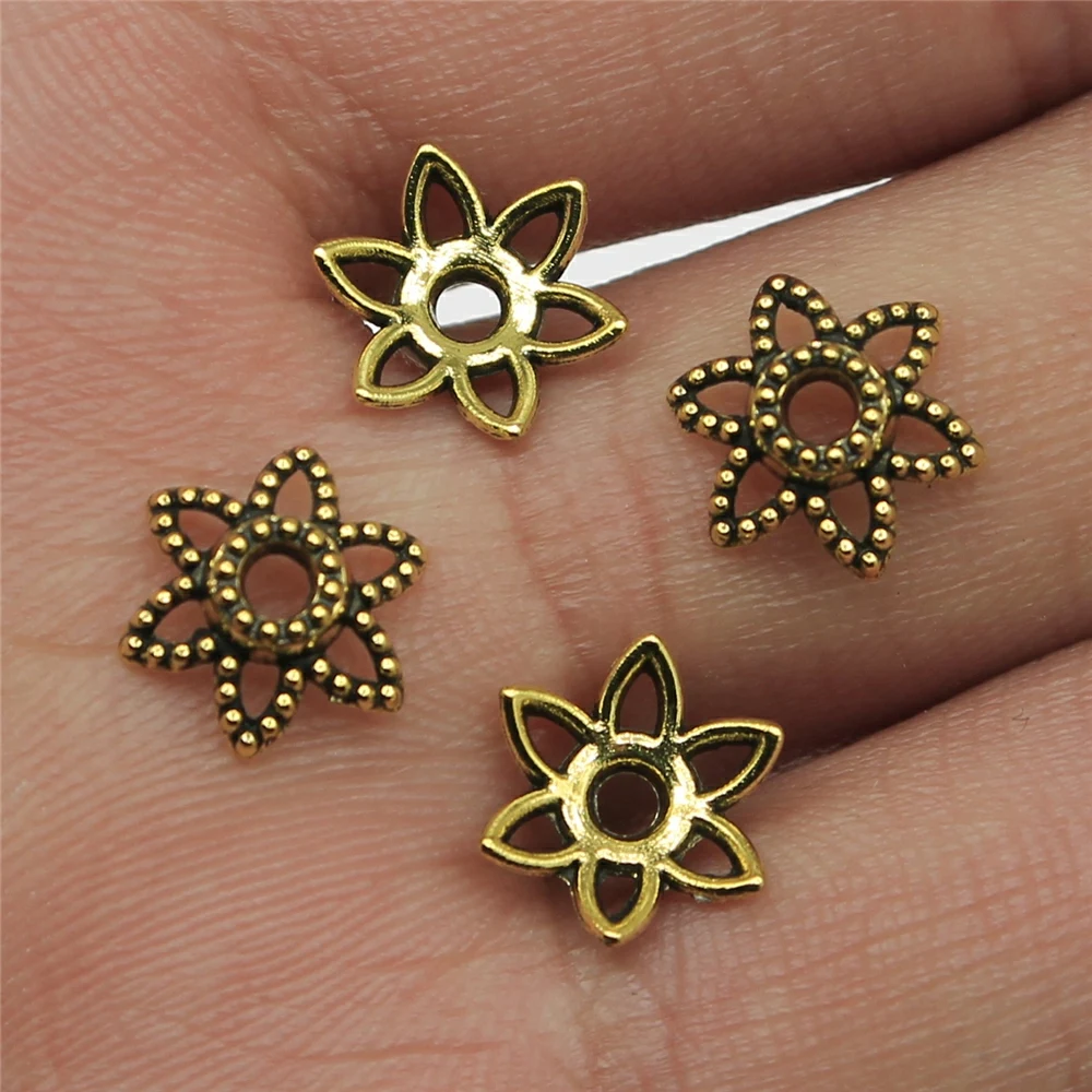 WYSIWYG 50pcs 10x10mm Bead Caps Jewelry Beads Caps 2 Colors Trendy Jewelry Accessories Making Bead Cap For Jewelry Making