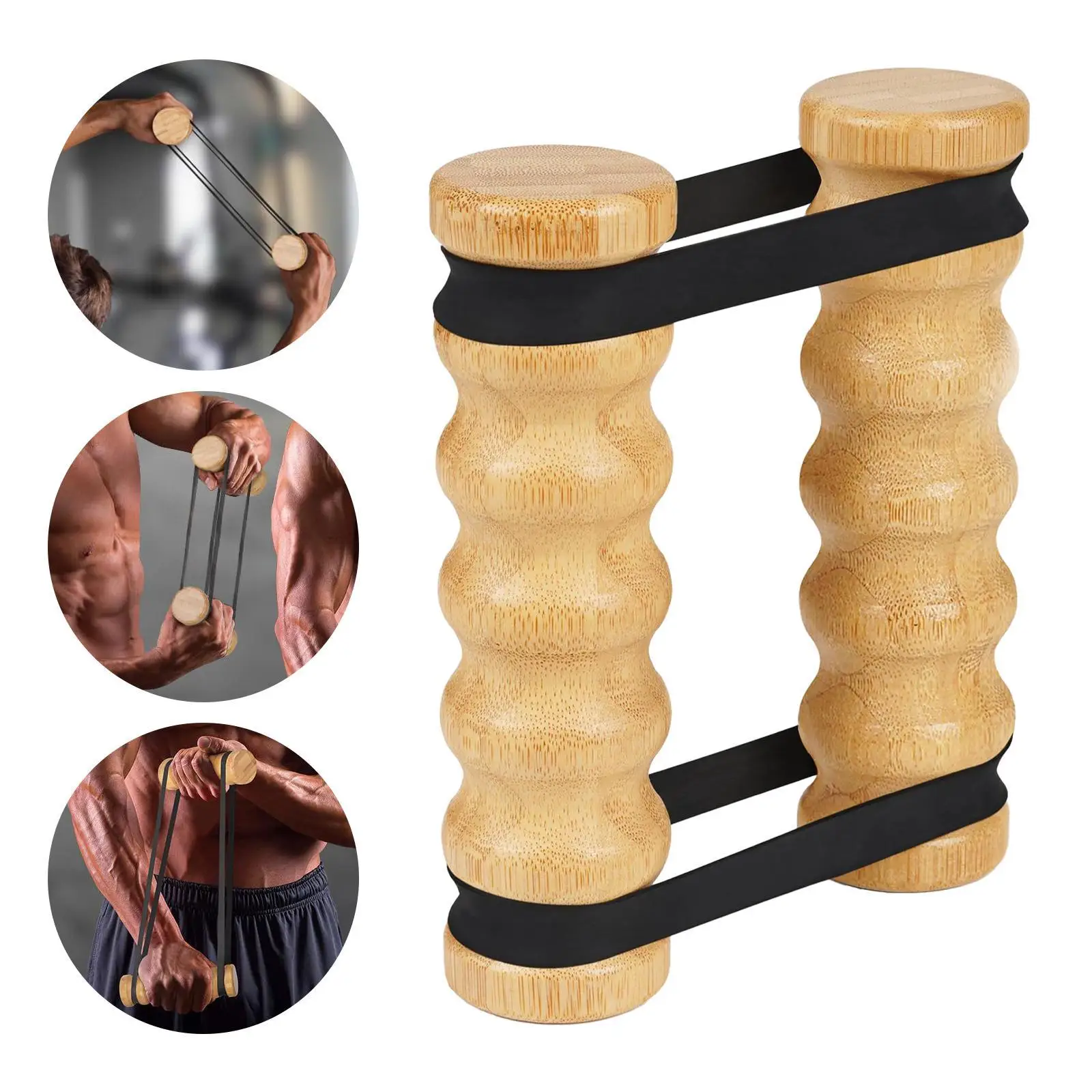 2 Pieces Resistance Stick Chest and Core Workout Equipment Wooden Upper Body Workout Equipment Shoulder and Resistance Training