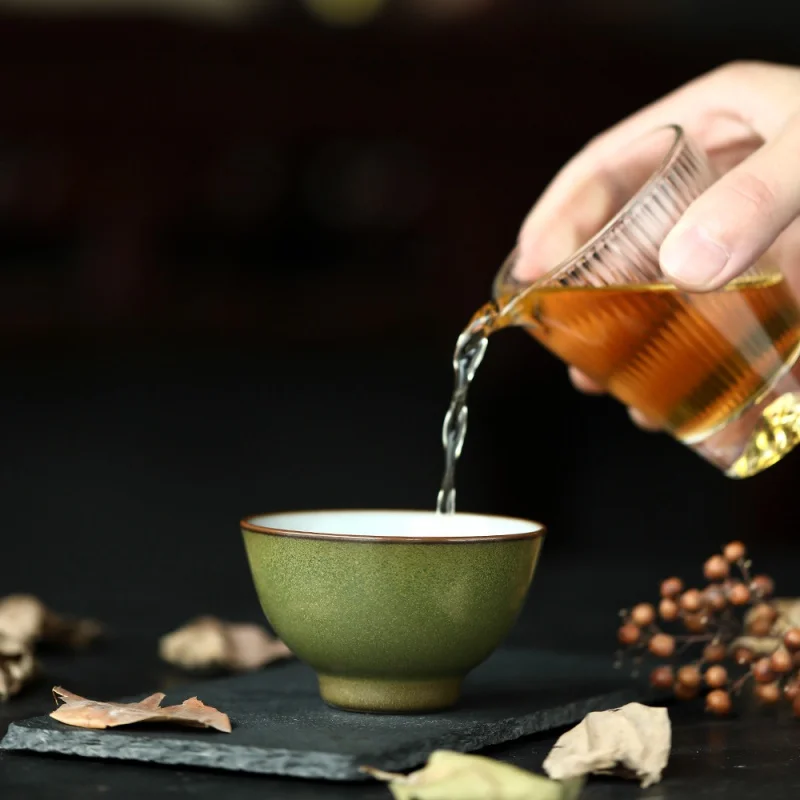 ★Two-Color Official Kiln Ru Ware Cup Wood Kiln Raw Ore Glaze Tea Dust Bronze Town Cup Jingdezhen Ceramic Tea Ware 120ml