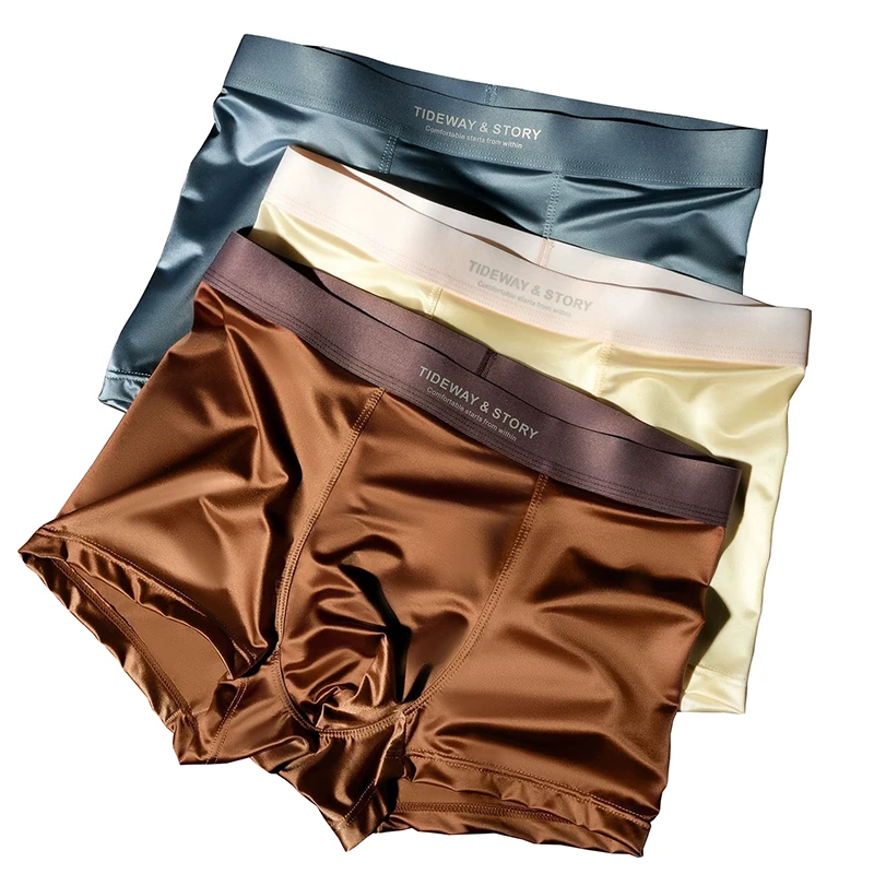 4PCS Men's Underwear High-End Men's Light Luxury Ultrathin Breathable Flat Corner Four Cornered Shorts Without Marks
