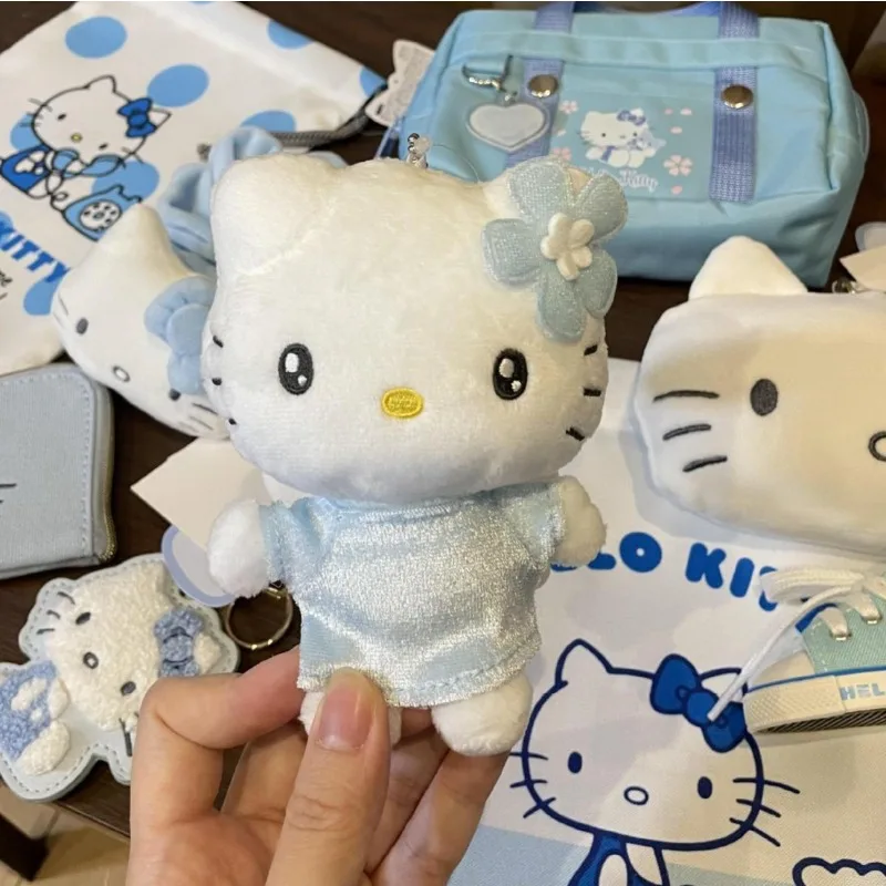 

Sanrio 50th Anniversary Limited Edition Light Blue Cute Angel Hello Kitty Plush Doll Keychain Toy Ornament Ideal