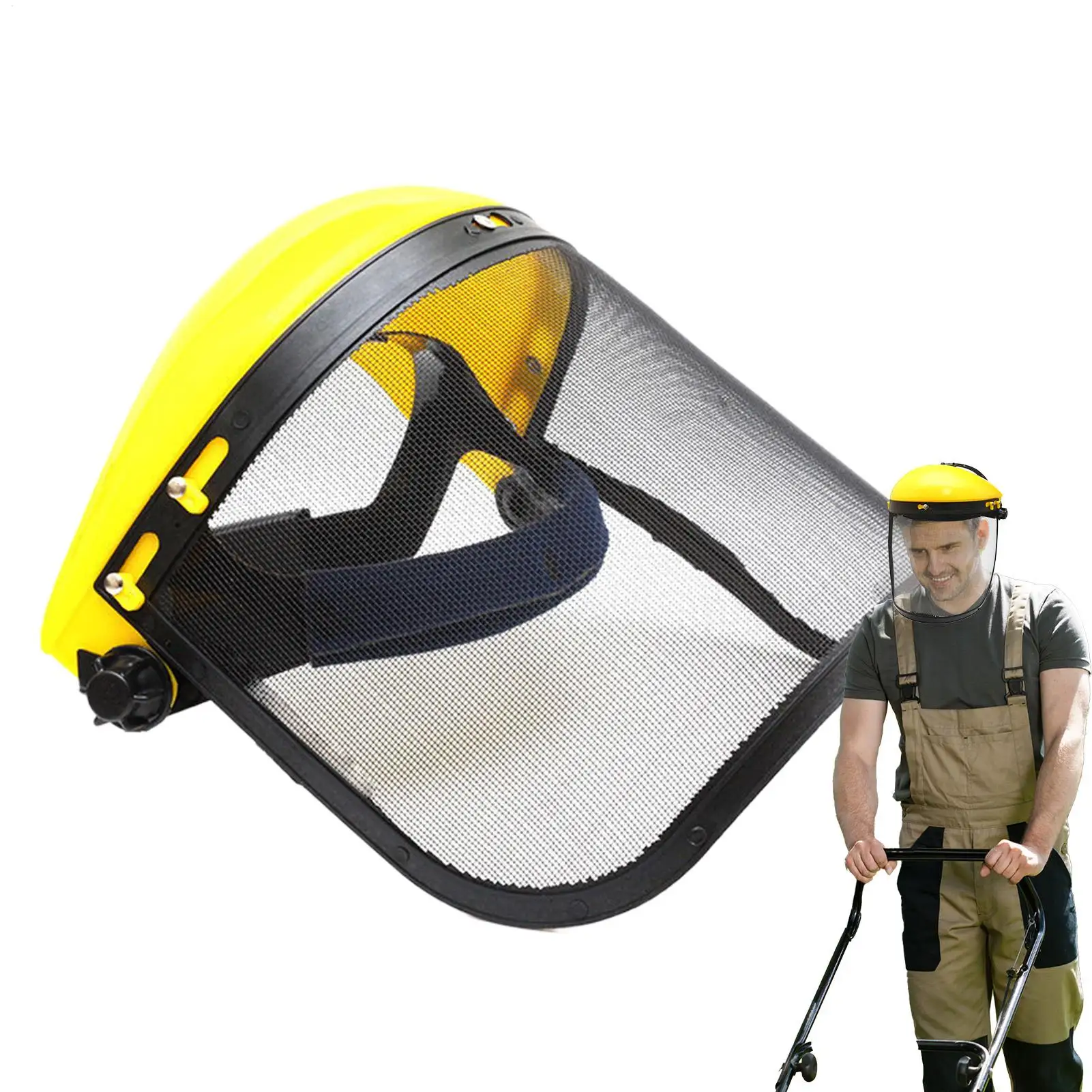 Adjustable Safety Face Shield Splash-proof Full Face Protective Equipment With Wire Visor Hard Hat Adapter For Whacking YardWork
