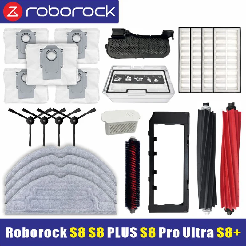 Roborock S8 Pro Ultra S8+ Roboter-Staubsauger-Ersatzteile, Hauptseitenbürsten, Mopptücher, HEPA-Filter, Staubbeutel, Zubehör – Detail 1