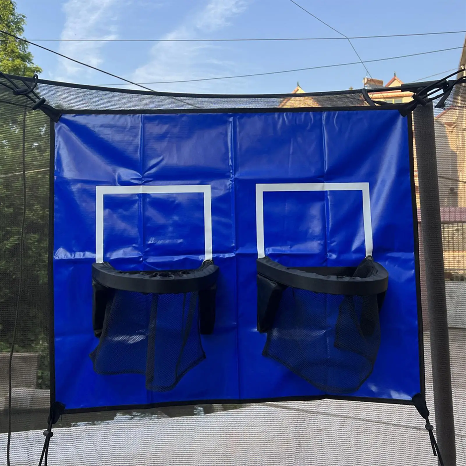 Obras de baloncesto, aro de baloncesto al aire libre para trampolín, accesorio de red impermeable para exteriores con bolas y bomba, juguetes deportivos para niños