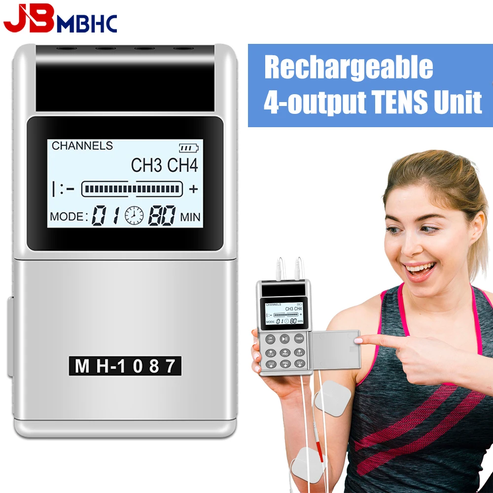 

15-Mode 4 Output Channel PMS Eletric Professional Muscle Stimulation Physiotherapy Tens Electrodes Machines Body Massager Pads