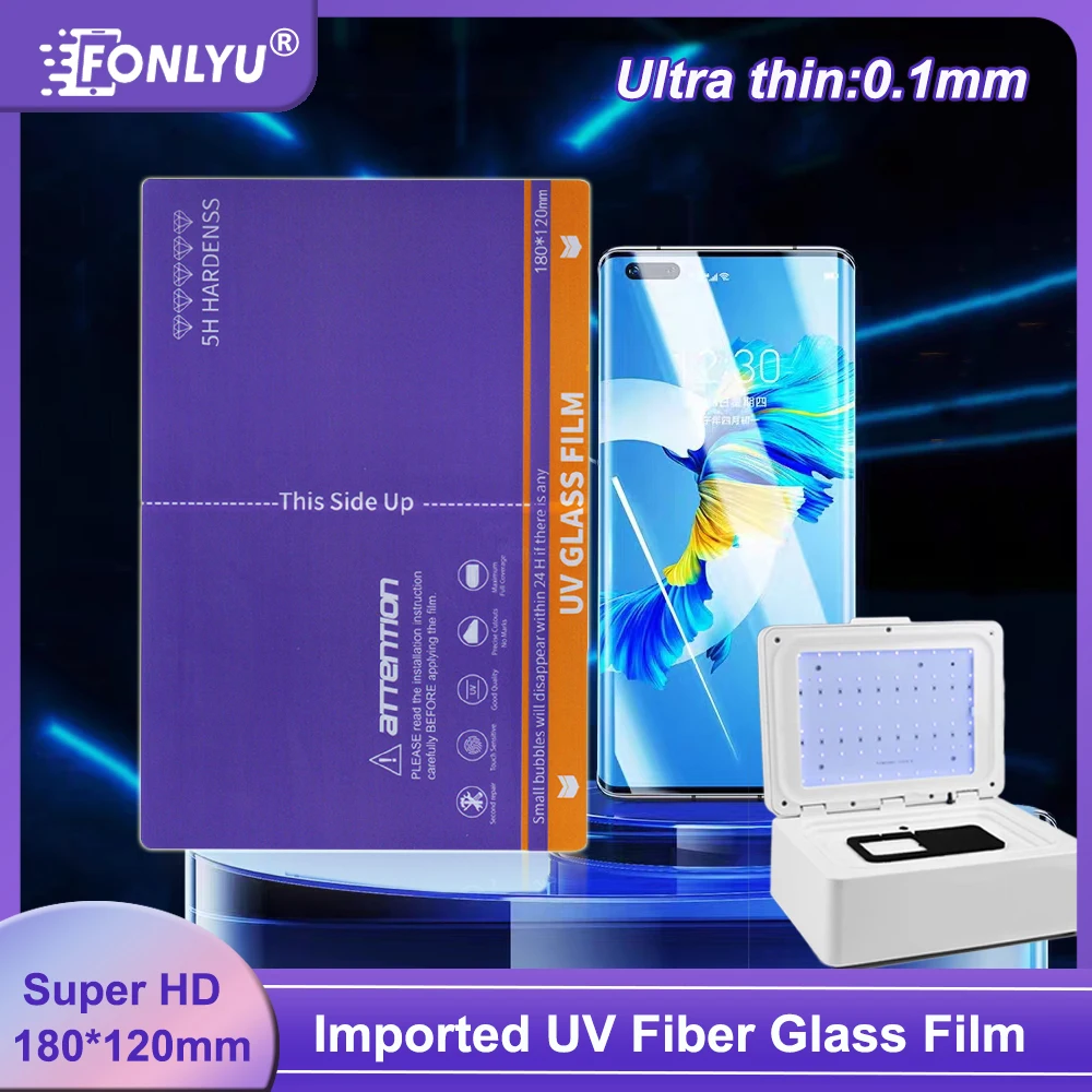 

FONLYU HD Высокое качество УФ-волокно Защитная пленка для экрана Гибкая противоскользящая гидрогелевая УФ-отверждаемая полноэкранная пленка