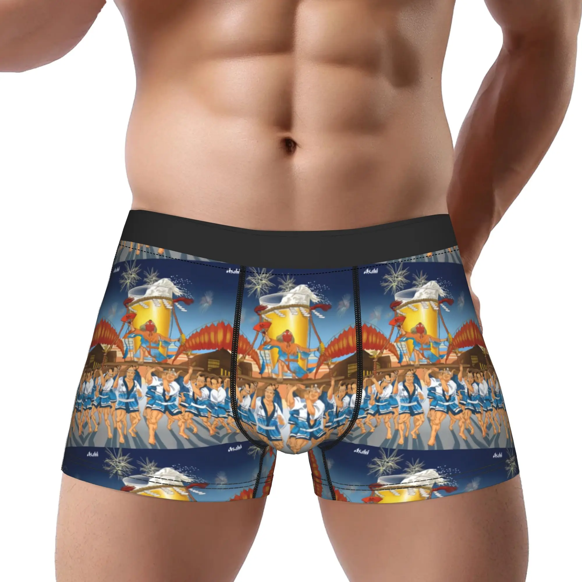 aAsahi Festival Float Illustration Visual Poster aAsahi Underpants Homme Panties Men's Underwear Comfortable Shorts Boxer Briefs